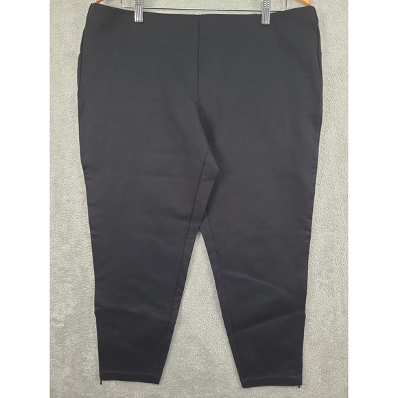 Eileen Fisher Pants - Eileen Fisher XL Black Knit Zipper Hem Stretch Pants Leggings Trousers Pull On